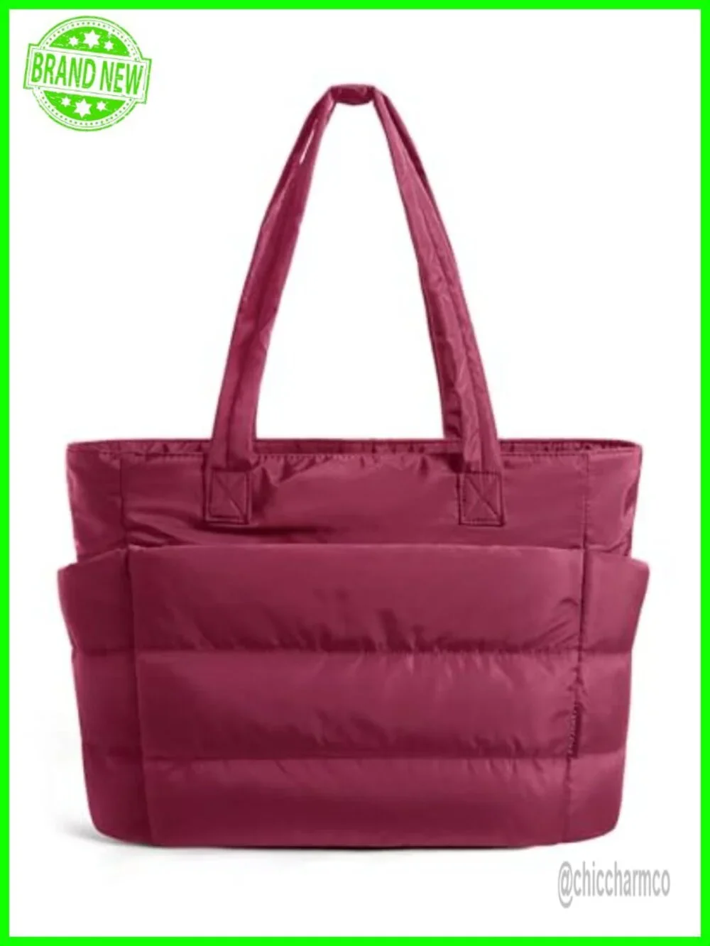 Puffy Tote Bag for Women Lightweight Laptop Work Bag Quilted Shoulder Handbag